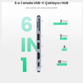 Ugreen Macbook Pro Air İçin Thunderbolt 3 Type-C HDMI USB 3.0 SD Kart Okuyucu Hub Adaptör - 3