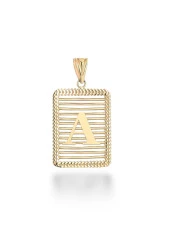 A Harfi Taşsız Izgara Modeli 14 Ayar Altın Kolye Ucu Uç thumbnail 1