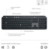 Logitech MX Keys S Gelişmiş Aydınlatmalı Tam Boyutlu Kablosuz Türkçe Q Klavye - Siyah - 6