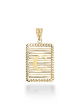 C Harfi Taşsız Izgara Modeli 14 Ayar Altın Harfli Kolye Ucu Uç thumbnail 1