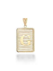 G Harfi Taşsız Izgara Modeli 14 Ayar Altın Harfli Kolye Ucu Uç thumbnail 1