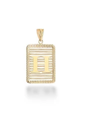 H Harfi Taşsız Izgara Modeli 14 Ayar Altın Harfli Kolye Ucu Uç thumbnail 1