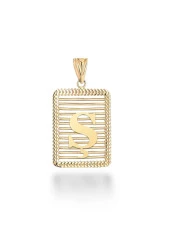 ş Harfi Taşsız Izgara Modeli 14 Ayar Altın Harfli Kolye Ucu Uç thumbnail 1