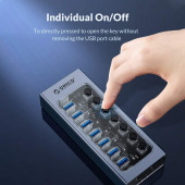 ORICO AT2U3-7AB Bireysel Anahtarlı Çok Bağlantı Noktalı Hub - 4