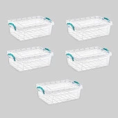 Polytime Şeffaf Kilitli Eşya Gıda Saklama Düzenleme Kabı Kutusu - Dikdörtgen - Sığ - 1 Litre -5 Adet thumbnail 1