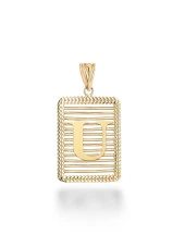 T Harfi Taşsız Izgara Modeli 14 Ayar Altın Harfli Kolye Ucu Uç thumbnail 1