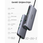 Ugreen Type-C to USB 3.0 HDMI VGA RJ45 TF SD 3.5mm Aux PD Dönüştürücü Adaptör - 2