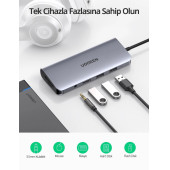 Ugreen Type-C to USB 3.0 HDMI VGA RJ45 TF SD 3.5mm Aux PD Dönüştürücü Adaptör - 4