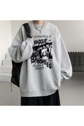 Siouxsie Banshees Baskılı Gri Unisex Oversize Bisiklet Yaka Sweatshirt - 1