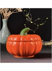 Tasarım Şekerlik Turuncu Balkabağı Şekerlik Kapaklı Şekerlik Pumpkin Şekerlik 13x9 Cm - 2