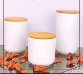 3 Adet Ahşap Vakumlu Kapaklı Kavanoz Seti 900ml+700ml+500ml - 1