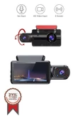 Torima TA-03 Siyah 1296p Araç içi 2 Kameralı Lcd Ekranlı Gece Görüşlü , G-sensörlü  Yol Kayıt Araç Kamerası - 1