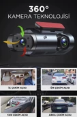 Torima TA-03 Siyah 1296p Araç içi 2 Kameralı Lcd Ekranlı Gece Görüşlü , G-sensörlü  Yol Kayıt Araç Kamerası - 5