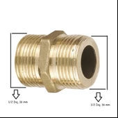 Hortum Eki, Sarı Düz 1/2 x1/2 Nipel, Rekor 1 Adet thumbnail 1