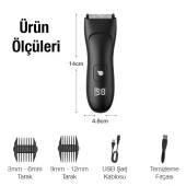 EZERE Saç sakal vücut tıraş makinesi Su Geçirmez Dijital Göstergeli Siyah - 8
