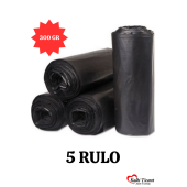 Kalın Çöp Torbası 300 gr X 5 Rulo Siyah Çöp Poşeti 80x110 Cm Jumbo Endüstriyel Çöp Torbası - 1