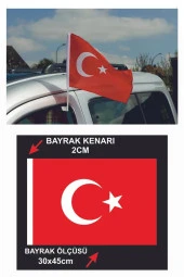 Plastik Otofors Bayrak 30x45 cm 10 Adet Konvoy ve Araç  Bayrağı Cama Takılan Bayrak Türk Bayrağı Oto Fors - 2