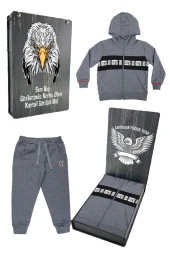 Beşiktaş Orijinal Çocuk Kapüşonlu Eşofman Takımı Hediyelik Ahşap Kutulu - 1