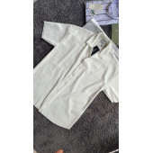 Beyaz Tırtıklı Desen Kaliteli Kumaş Yazlık Gömlek - 2