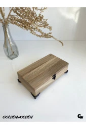 Doğal Ahşap Takı Kutusu Ahşap Saklama Kutusu(CEVİZ)(BOY:20CM EN:11CM YÜK:6CM) thumbnail 2
