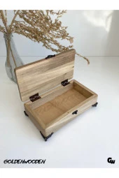 Doğal Ahşap Takı Kutusu Ahşap Saklama Kutusu(CEVİZ)(BOY:20CM EN:11CM YÜK:6CM) thumbnail 3