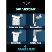 360° Akrobat 4 Farklı Modlu Fonksiyonel Akrobat Musluk Batarya Ucu Başlığı - 4