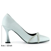 Erkan Saçmacı Abby Gümüş Saten Burma Taşlı Sivri Burun Kadeh Topuklu Abiye Ayakkabı - 2