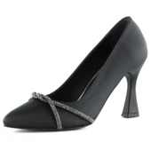 Erkan Saçmacı Abby Siyah Saten Burma Taşlı Sivri Burun Kadeh Topuklu Abiye Ayakkabı thumbnail 1