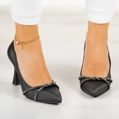 Erkan Saçmacı Abby Siyah Saten Burma Taşlı Sivri Burun Kadeh Topuklu Abiye Ayakkabı thumbnail 3