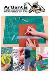 Kesim Matı A3 Kretuar Seti ve Çelik Cevel 30 Cm 1 Adet 30x45 cm Çift Taraflı Çizim Matı Kesme Madı Kesim Tablası Kesim Altlığı - 4