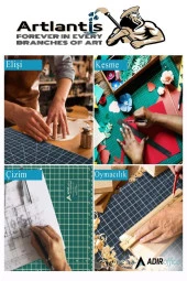 Kesim Matı A3 Kretuar Seti ve Çelik Cevel 30 Cm 1 Adet 30x45 cm Çift Taraflı Çizim Matı Kesme Madı Kesim Tablası Kesim Altlığı - 5