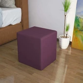 MODİLAYN DOĞA Kare Puf Tay Tüyü Kumaş, Sağlam Ahşap İskeletli -MÜRDÜM- - 1