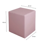 MODİLAYN DOĞA Kare Puf Tay Tüyü Kumaş, Sağlam Ahşap İskeletli -PEMBE- - 2