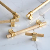 Hisar Altın Gold Metal Kulp 128 mm Tırtıklı Desen Mobilya Çekmece Mutfak Dolabı Dolap Kulpları Kulbu thumbnail 6