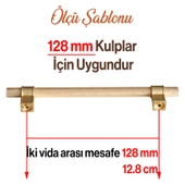 Hisar Altın Gold Metal Kulp 128 mm Tırtıklı Desen Mobilya Çekmece Mutfak Dolabı Dolap Kulpları Kulbu thumbnail 3