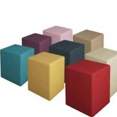 MODİLAYN DOĞA Kare Puf Tay Tüyü Kumaş, Sağlam Ahşap İskeletli -KREM- - 3