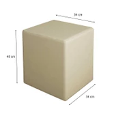 MODİLAYN DOĞA Kare Puf Tay Tüyü Kumaş, Sağlam Ahşap İskeletli -KREM- - 2