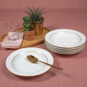 GÜRAL PORSELEN Soprano  23 Cm Çukur Yemek Tabağı 6 Adet Çift Altın Yaldız - 3