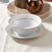 GÜRAL PORSELEN Soprano 6 Parça 15 Cm Çorba Kasesi Mat Altın Yaldız - 1
