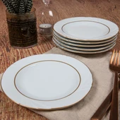 GÜRAL PORSELEN Soprano 6 Adet 16 cm Tatlı Tabağı Mat Altın Yaldız 23 thumbnail 1