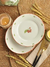 Sipahi Kiraz 2 li Porselen Pasta Tabağı 19 cm - 1