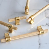 Hisar Altın Gold Metal Kulp 192 mm Tırtıklı Desen Çekmece Mobilya Mutfak Dolabı Dolap Kulpları Kulbu - 5