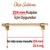 Hisar Altın Gold Metal Kulp 224 mm Tırtıklı Desen Çekmece Mutfak Mobilya Dolabı Dolap Kulpları Kulbu thumbnail 3