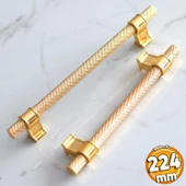 Hisar Altın Gold Metal Kulp 224 mm Tırtıklı Desen Çekmece Mutfak Mobilya Dolabı Dolap Kulpları Kulbu thumbnail 1