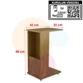 MODİLAYN CAN Gazetelikli C Yan Sehpa, Tekerlekli Sehpa -CEVİZ- - 6