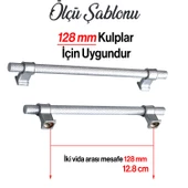 Hisar Krom Renk Metal Kulp 128 mm Tırtıklı Desen Mobilya Çekmece Mutfak Dolabı Dolap Kulpları Kulbu thumbnail 3