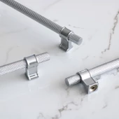 Hisar Krom Renk Metal Kulp 160 mm Tırtıklı Desen Çekmece Mobilya Mutfak Dolabı Dolap Kulpları Kulbu thumbnail 7