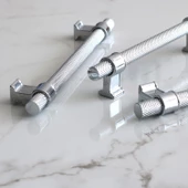 Hisar Krom Renk Metal Kulp 160 mm Tırtıklı Desen Çekmece Mobilya Mutfak Dolabı Dolap Kulpları Kulbu thumbnail 4