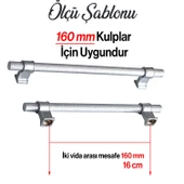 Hisar Krom Renk Metal Kulp 160 mm Tırtıklı Desen Çekmece Mobilya Mutfak Dolabı Dolap Kulpları Kulbu thumbnail 3