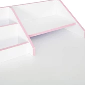 Retro Metal Ayaklı Bölmeli Çalışma Masası-Pembe/Beyaz 90x75x50 cm - 6